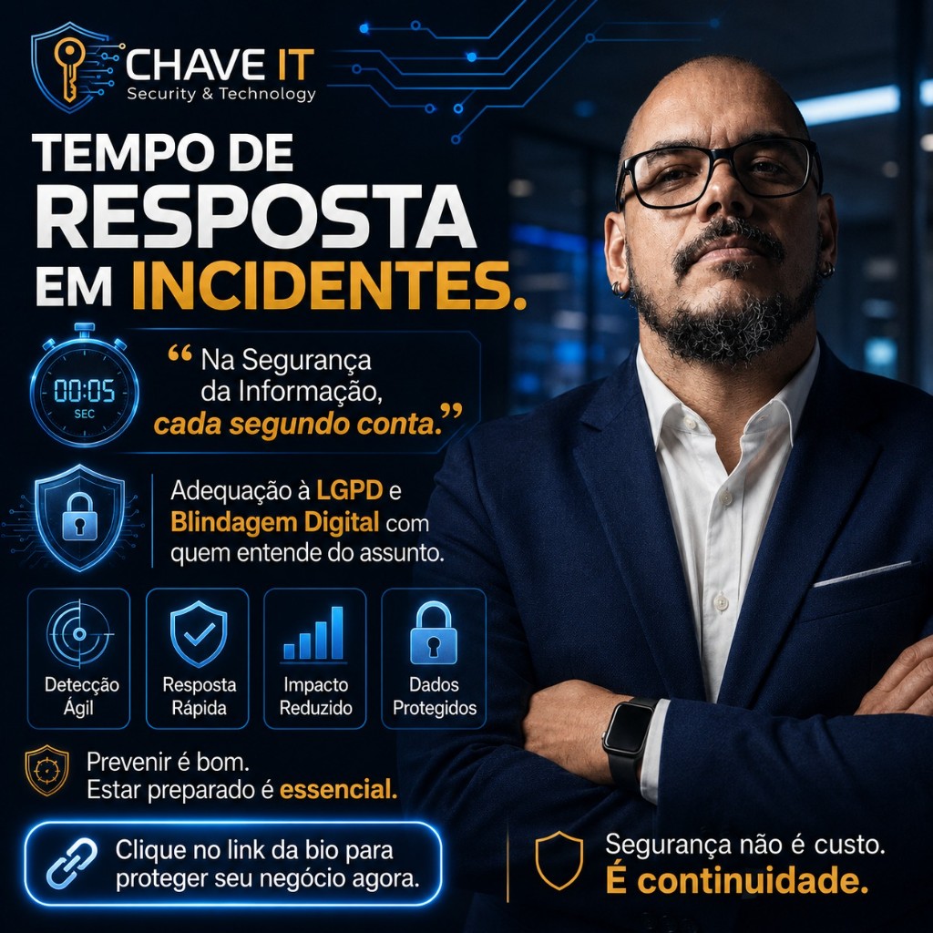 Tempo de resposta em incidentes: detecção ágil, resposta rápida, impacto reduzido e dados protegidos — CHAVE IT Security & Technology